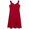 thumbnail image 3 of TSSOE Robe de Fête Élégante Sans Manches en Mousseline pour Filles, Col en V, Corsage Froncé, Robe pour Demoiselles d'Honneur, Bourgogne 10, 3 of 5