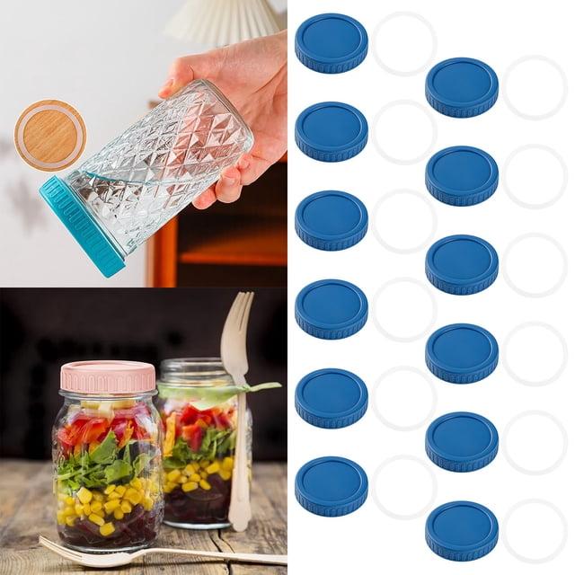 Food Storage Organizer for Kitchen and Outdoor Use Leakproof Glass Bottle Lids for Jars 86mm 12-Pack Durable Scratch- Caps for Wide and Regular Mouth Containers 12PCS