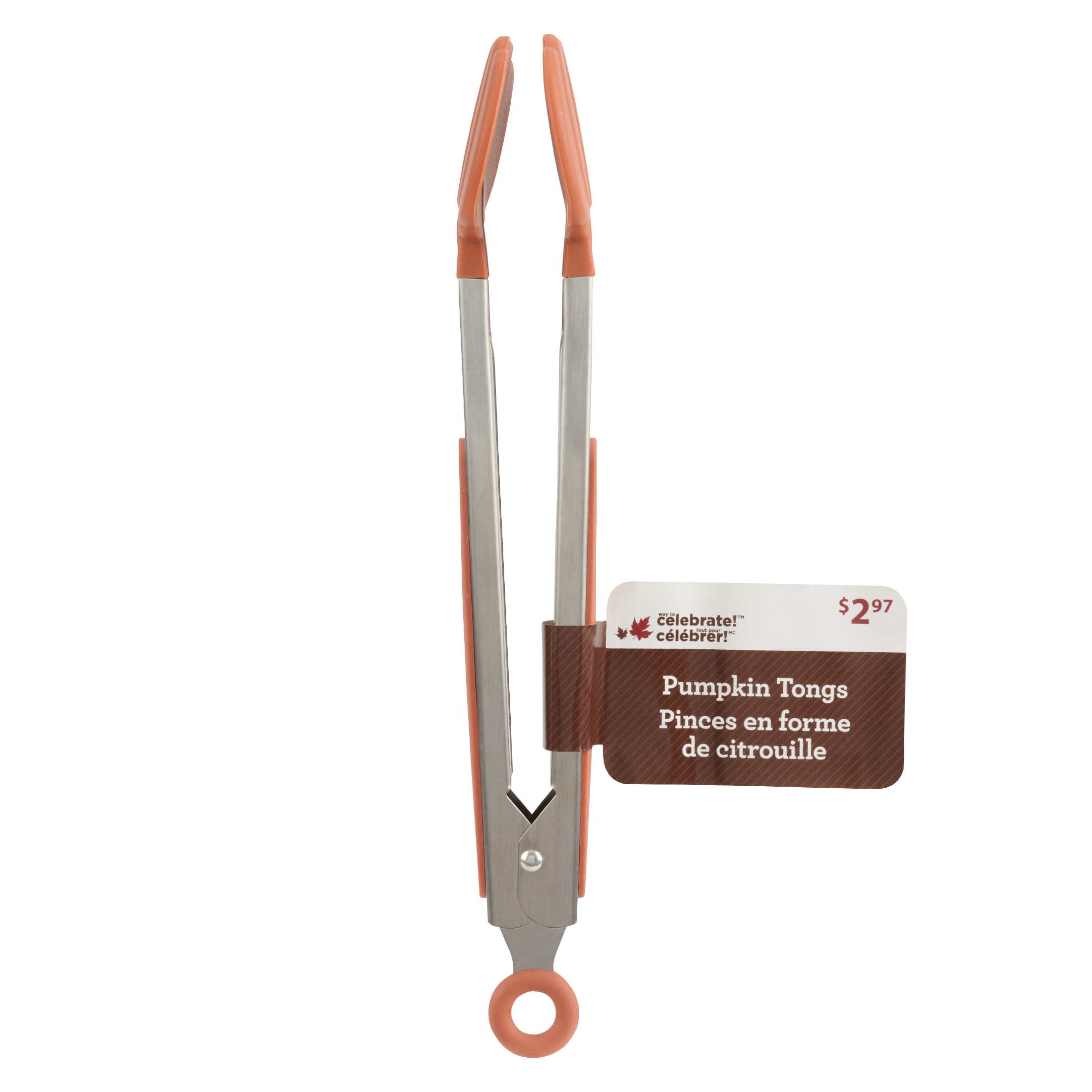 Pinces de cuisson et de service en acier inoxydable et silicone 9” - Tout-pour-Célébrer de Walmart, Citrouille, Orange