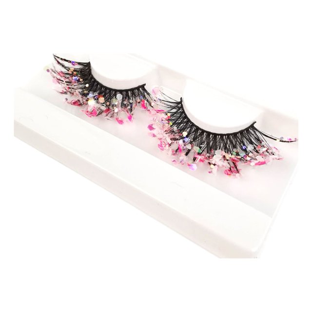 Decodeary 2piece Holiday Look With Glittery Eyelashes With Sequins Professional Q-16