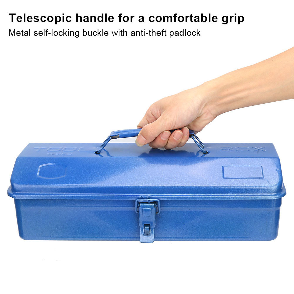 Thickened Multifunction Iron Case, Toolbox Repair Tool Storage Box Container Portable Display Case Instrumentation Box, 180 Degree Opening And Closing Cover