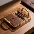 thumbnail image 2 of D Serving Tray With Handles Rectangular Snack Tray For Tea Cups Fruits Desserts Living Room Party Plastic Dishwasher Safe D, 2 of 7