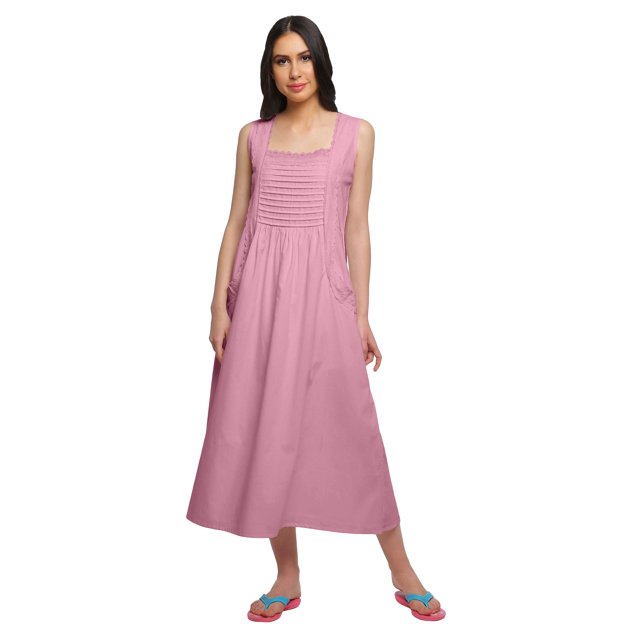 Moomaya Robe de Nuit Évasée en Coton Unie pour Femmes