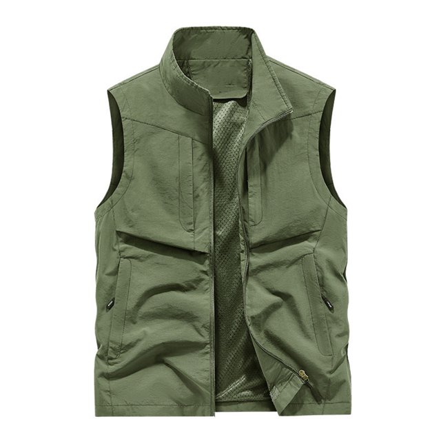 Birdeem Mens Work Clothes Jacket Solid Color Stand Collar Multiple Pockets Outdoor Sports Photography Leisure Coat