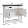 thumbnail image 2 of Kojooin Table d'Entrée Blanche de Style Ferme avec 2 Portes, 2 Tiroirs, Armoire de Rangement en Bois Massif, Bar à Café Multifonctionnel, Console de Canapé, Buffet de Cuisine pour Salon, Couloir, Salle à Manger, 2 of 7