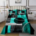 thumbnail image 1 of Erosebridal Geometric Stripe Circle Coverlet Set Twin, Black Cyan Gray Bedding Set, Abstract Room Decoration 2pcs, 1 of 5