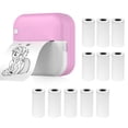 thumbnail image 1 of TFixol Pink M3 Mini Thermal Printer, 57mm Portable Bluetooth Printer with 200dpi Resolution, USB/BT Connectivity, 800mAh Battery, Includes 11 Rolls of Thermal Paper, Ideal for Notes, Lists, and, 1 of 6