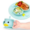 thumbnail image 2 of Silicone Divided Toddler Baby Plates - Portable Non Slip Suction Plates for Children Babies and Kids BPA Free Baby Dinner Plate，Green, 2 of 5