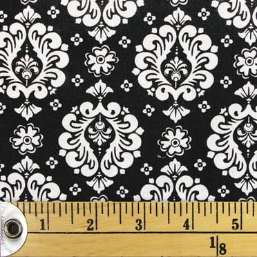 FABRIC CREATIONS Fat Quarter Pre-Cut Fabric 45 × 53 cm (18 × 21 in) Black/White Damask