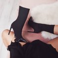 thumbnail image 2 of jsaierl Bottes à Talons Hauts pour Femmes, Bottines à Talons Aiguilles à Blocs de Couleur pour Femmes, à Enfiler, Bout Pointu, Extensibles, 2 of 8