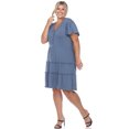 thumbnail image 3 of White Mark Robe à Volants à Manches Courtes et Col en V pour Femme Grande Taille, 3 of 6