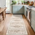 thumbnail image 2 of Boho Long Bathroom Runner Rug 24 x 72 Washable Non Slip - Soft Stain Reistant Rugs for Kitchen, Laundry Room, Hallway Runner - Neutral Floral Design Décor (2x6 Beige/Latte), 2 of 8