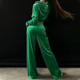 thumbnail image 4 of IROINNID Survêtement pour Femmes Ensemble 2 Pcs Velours Couleur Réduite Chandail à Capuche Sport Décontracté Pantalon Ensemble Tenue de Jogging, Vert, 4 of 7