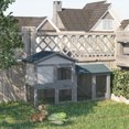 thumbnail image 2 of PawHut Wood Rabbit Hutch Bunny Cage with Run Dark Grey, 2 of 10