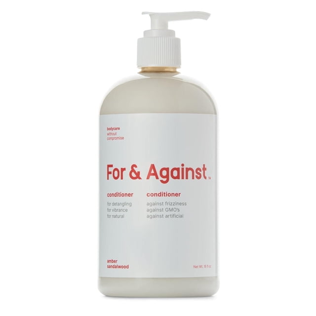 For & Against Revitalisant Simple Daily Tout Naturel 16Oz (500Ml) dans une Bouteille à Pompe beige avec Étiquette Blanche et Texte Rouge, Conçu pour Démêler, Nourrir et Prévenir les Frisottis avec des Ingrédients Hydratants Naturels et des Antioxydants, Idéal pour les Soins Capillaires Quotidiens pour Renforcer et Adoucir les Cheveux.