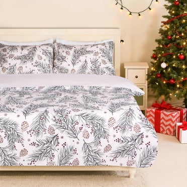 Gogreen Twin Christmas Duvet Cover, Soft & Breathable Microfiber 3 Pieces Bedding Sets, Pattern Comfy Duvet Cover, with Zipper Closure (Christmas Nuts)