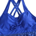 thumbnail image 3 of EGNMCR Bikini Set Women's Solid Color Swimsuit Fashion V Neck Lace Split Swimwear Set, 3 of 5