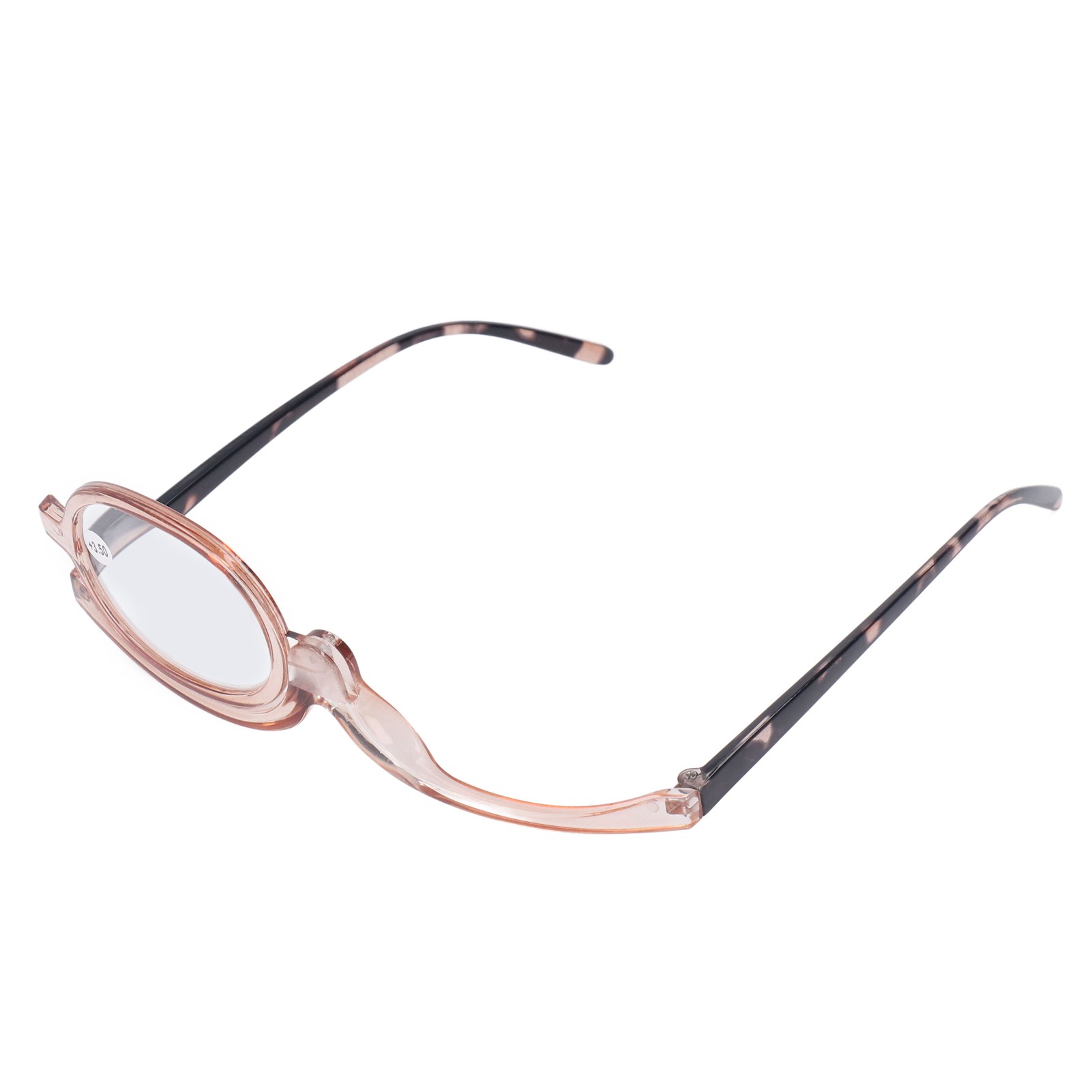 Eye Makeup Glasses, Flip Lens Lightweight Makeup Reading Glasses Plastic Shelf Skin Friendly  for Reading for Women +3.50