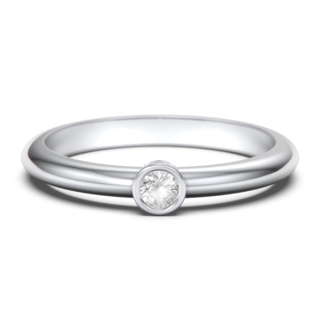 Classic Bezel Set Birthstone Ring - Cubic Zirconia / White Topaz (April)