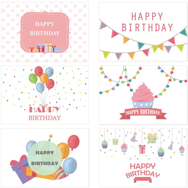 Shisuyan Happy Birthday Cards With Envelopes Birthday Folding Cards Paper 6Pcs