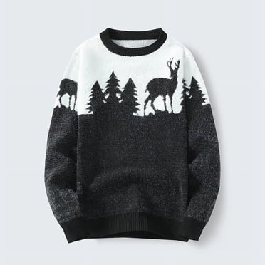 RKSTN Chandail pour Homme Automne Mode Décontractée Quotidien Automne/hiver Col Rond Noël Chandail à Strass Chandail à Enfiler Col Montant Demi Manches Longues Chandail Décontracté Ample Chandails