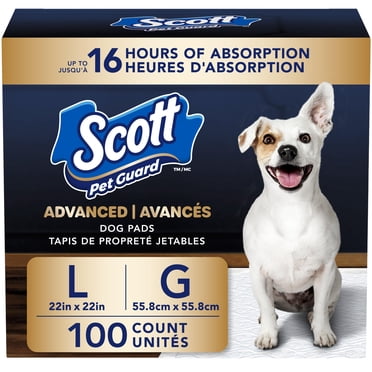 Scott Pet Guard Advanced Dog Pads - Dog Training Pee Pads for Puppies, Medium & Large Dogs - Large - 22" x 22" - 100 Pack