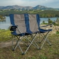 thumbnail image 3 of Kamp-Rite Chaise de Camping Extérieure Portable à Double Pliage pour Pelouse et Plage, Bleu Marine/beige, 3 of 12