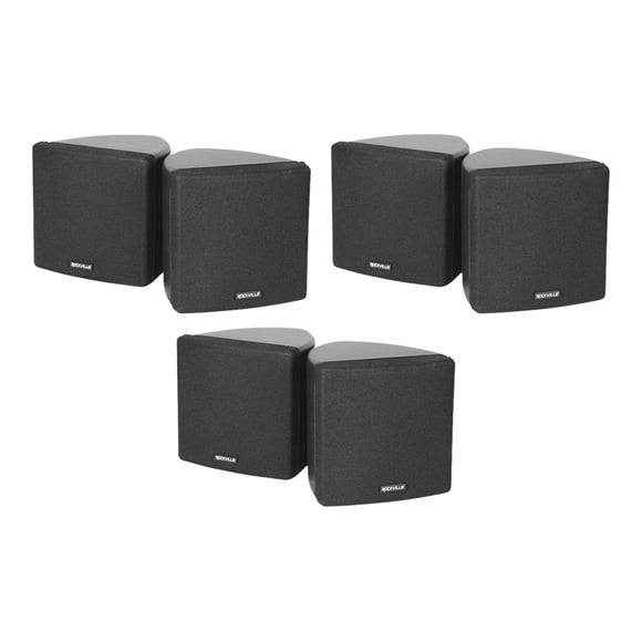 Rockville Cube - Haut-Parleurs - pour Cinéma Maison - 30 Watts - 2 Voies - Noir (Lot de 3)