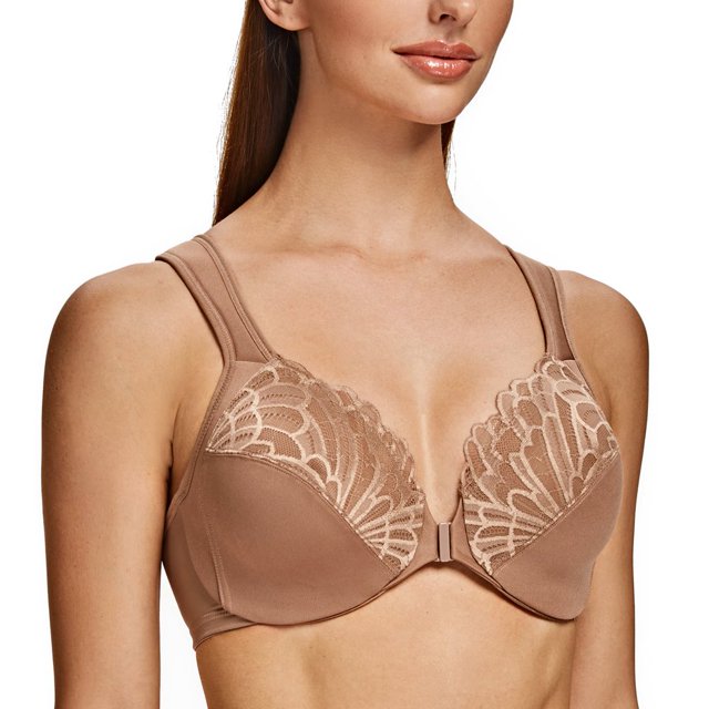 CHUANK Underwire Front Closure Bras for Women Black 34B