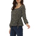 thumbnail image 4 of INSPIRE CHIC Blouse à Manches Longues Florale à Encolure Carrée avec Ceinture TP Noir, 4 of 5