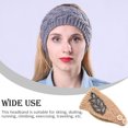 thumbnail image 2 of Crochet Headbands Winter Leaves Pattern with Rhinestones Elastic Head Protector Wide Warm Chunky Hair Accessories for Girls Light Tan, 2 of 6