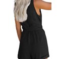 thumbnail image 3 of FOCUSNORM Summer Women Off-the-shoulder V-neck Solid Color Sleeveless Playsuit, 3 of 8