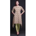 thumbnail image 3 of Bimba Hauts Beige à Imprimé Floral Renoncules et Roses pour Femmes Kurti Asymétrique Robe d'Été pour Filles Petit, 3 of 6
