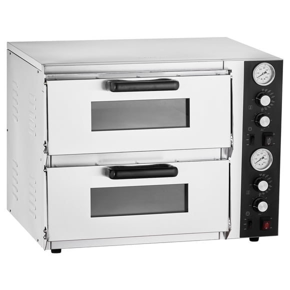 KFFKFF Pizza Oven Electric, 18" Double-Deck Commercial Countertop Pizza Oven, 842°F Max Temp, Indoor Pizza Maker