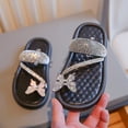 thumbnail image 4 of Girls Slide Sandals Fashionable Spring Into Summer Rhinestone Bow Embellished Thong Sandals, Soft Sole Casual Beach, 4 of 9
