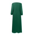 thumbnail image 5 of Robes Grande Taille en Chiffon Col en V Manches Longues Plissées Ligne A Longueur Midi Robe d'Été Verte TG, 5 of 5
