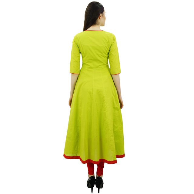Bimba Kurti Ethnique de Designer pour Femmes, Robe Kurta Anarkali Évasée avec Pompon