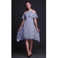 thumbnail image 3 of Bimba Robe Droite à Volants Imprimée Florale Bleue pour Femmes Épaules Dénudées - TP, 3 of 6