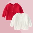 thumbnail image 4 of 2025 Girls Cardigan Solid Color Sweater Long Sleeves Keep Warm Knitted Tops Cardigan White, 4 of 4