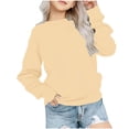 thumbnail image 1 of RXIRUCGD Chandail en Molleton pour Petites et Grandes Filles Décontracté Couleur Unie Col Rond Manches Longues Tunique Ajustée Pulls Mode Automne, Chandail en Molleton Beige pour Filles Taille 7-8 Ans, 1 of 7