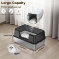 thumbnail image 4 of Ourlova XL Black 1 Set Stainless Steel Open Cat Litter Box with High Walls Anti Splash Deep Semi Enclosed Tray, 4 of 7