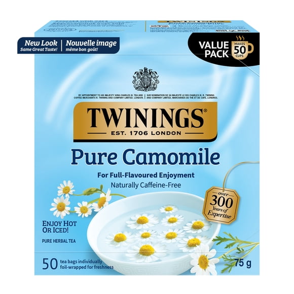 Twinings Pure Camomile Herbal Tea Bags, Smooth & Floral, Naturally Caffeine Free, 50 Count