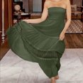 thumbnail image 2 of Mrat Robe Tube d'Été Décontractée pour Femme, Sans Manches, Unie en Dentelle, Bretelles Spaghetti, Robes S-134 Vert Armée m, 2 of 9