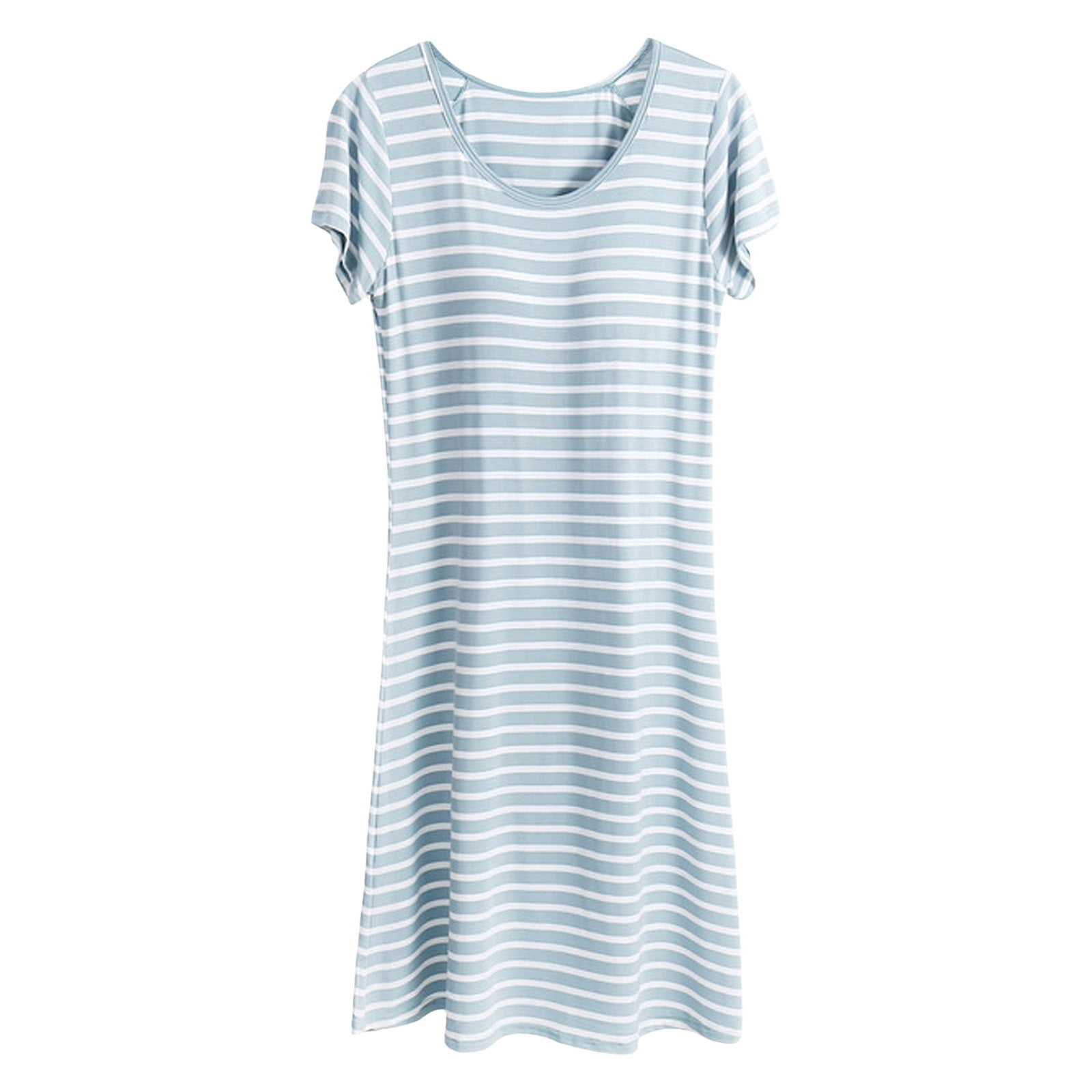 TSADFHJI Chemises de Nuit en Satin Femmes Grande Taille Femmes Été Design à Rayures Couleurs Robe de Pyjama pour Femmes Été Manches Courtes Chemise de Nuit avec Coussinet de Poitrine Robes de Nuit TTTG Vert