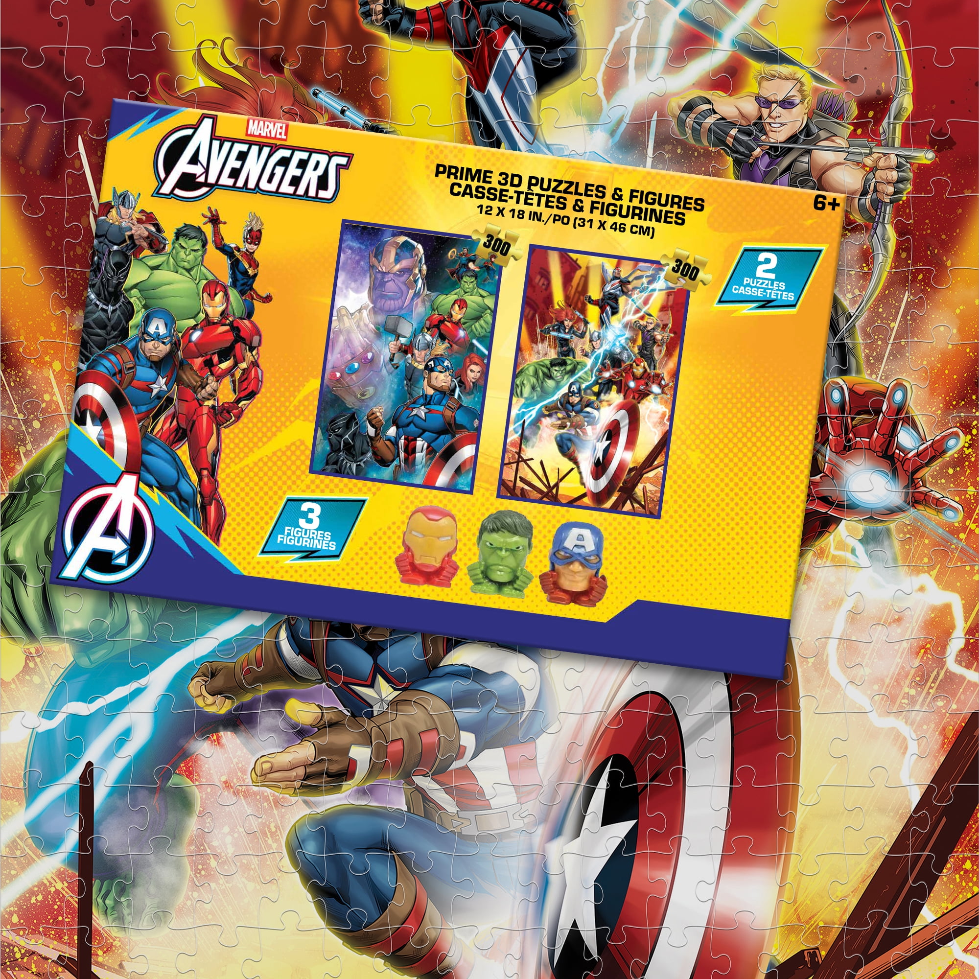 Marvel Avengers Ensemble de 2 Puzzles avec Figures