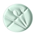 thumbnail image 2 of Dividing Tableware Set, Partitioned Plates with Spoon, Fork & Chopsticks, Kitchen Utensils Set for Family Meals, Space-Saving, Microwave Safe, Home & Kitchen Organization, 2 of 5
