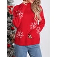 thumbnail image 2 of Opperiaya Chandail à Col Roulé de Noël pour Femmes Flocon de Neige Jacquard Manches Longues Tricotés Pulls Automne Hiver Amples, 2 of 9