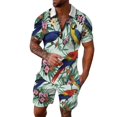 thumbnail image 3 of Ensemble Estival pour Homme Chemise POLO à Manches Courtes et Short Mode Imprimé Col à Revers Chandail Haut Short Décontracté T-Shirt Hawaïen de Plage, 3 of 5