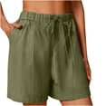 thumbnail image 1 of Annhoo Womens Plus Size Cotton Linen Shorts High Waisted Drawstring Wide Leg Solid Comfy Casual Shorts with Pockets, 1 of 7