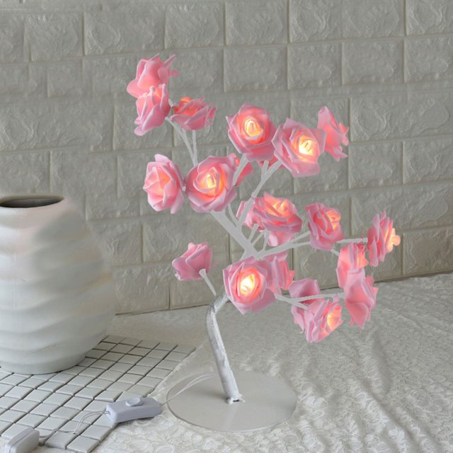 RKSTN Desk lamp for Office Home Beautiful Rose Bouquet LED Tree Table Lamp Lights Party Wedding Home Decor Gift Table lamp